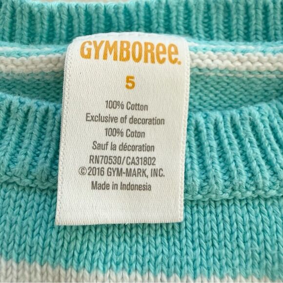 Gymboree Toddler Girl's Blue & White Striped Knit Sweater Dress - Picture 3 of 7